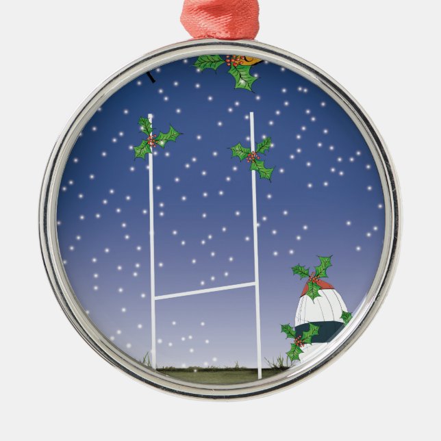Ornamento De Metal xmas do rugby (Frente)
