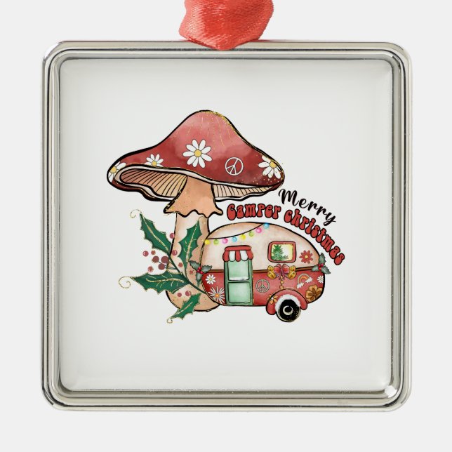 Ornamento De Metal Xmas Gift Feliz Camper Xmas (Frente)