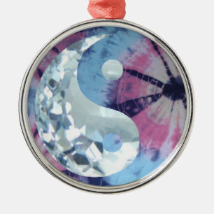 Ornamento De Metal Yin e Yang - Persuasão de Crystal Blue