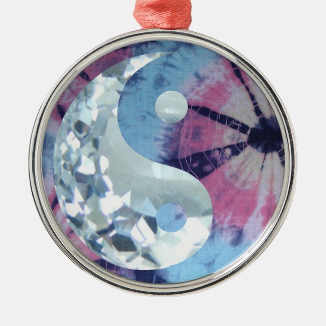 Ornamento De Metal Yin e Yang - Persuasão de Crystal Blue (Frente)