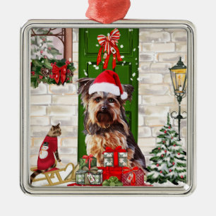 Ornamento De Metal Yorkie Dog Natal