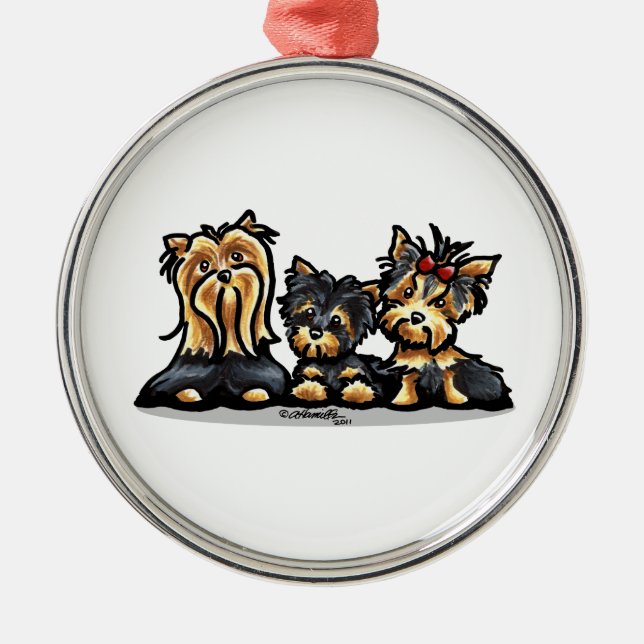Ornamento De Metal Yorkie Trio (Frente)