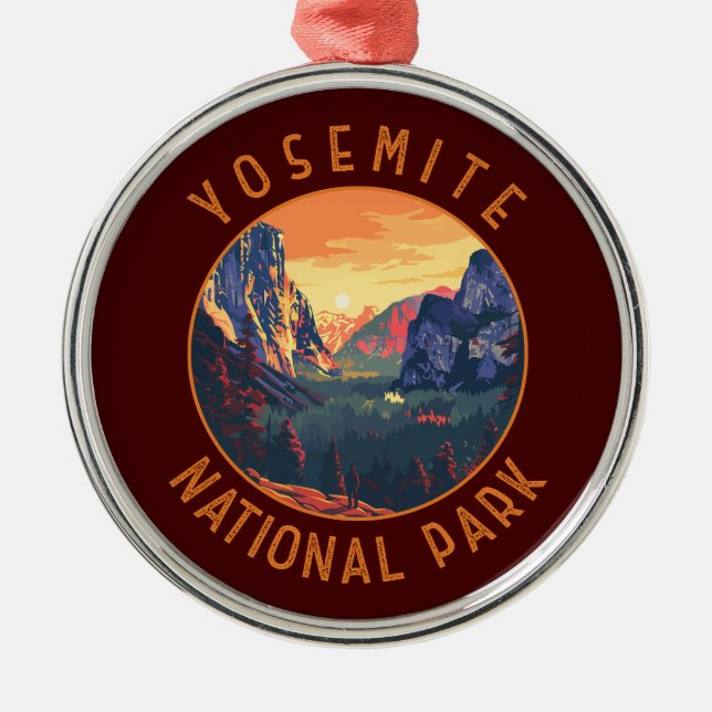 Ornamento De Metal Yosemite Sunset National Park Retroafogado (Frente)