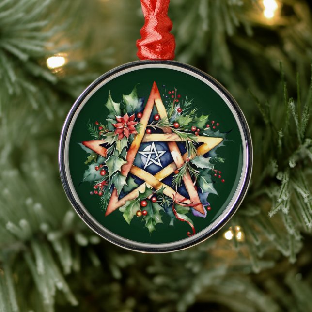 Ornamento De Metal Yule Tree Winter Solstice Greenery Wicca Pentacle (Árvore)