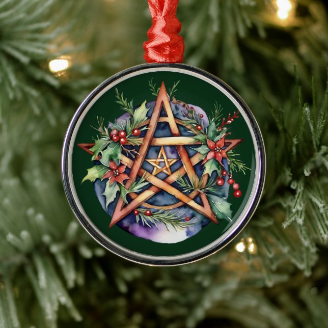 Ornamento De Metal Yule Tree Winter Solstice Greenery Wicca Pentacle (Árvore)
