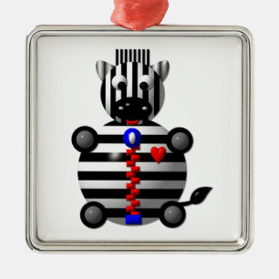 Ornamento De Metal zebra branca com um zíper