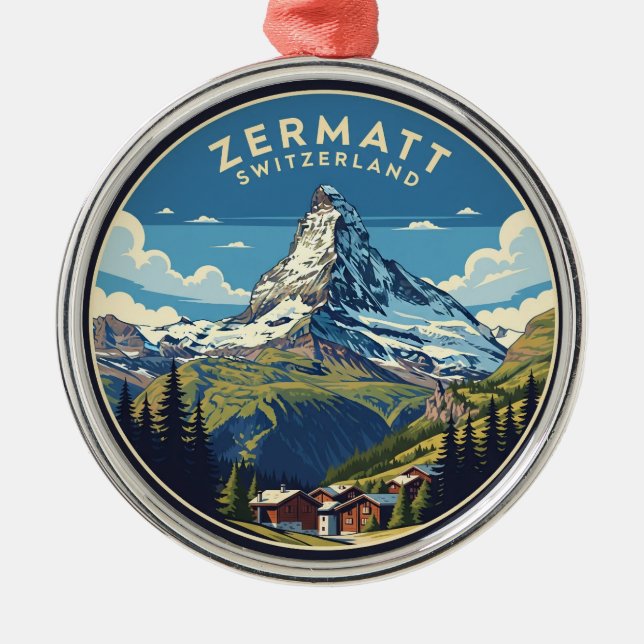 Ornamento De Metal Zermatt Switzerland Matterhorn (Frente)