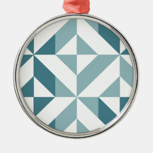 Ornamento De Metal ZigZag Geométrico com Duas Pontas Verde Teal