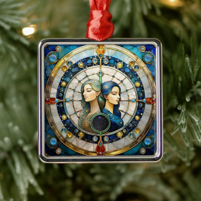Ornamento De Metal Zodiac - Gemini Os Gêmeos (Árvore)