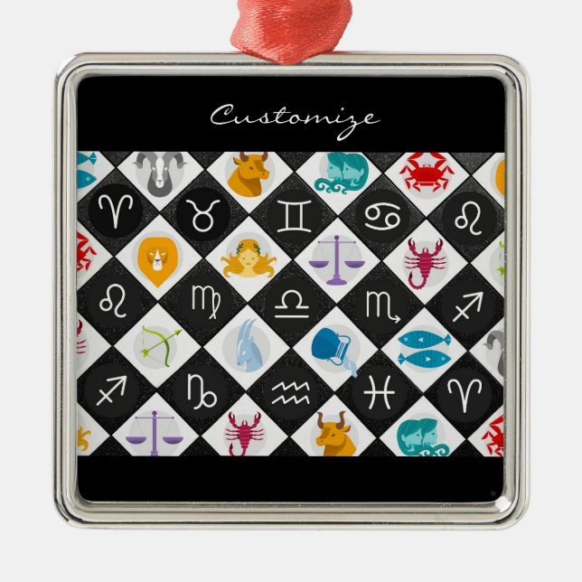 Ornamento De Metal Zodiac Sun Sign Astrology Calendar Thunder_Cove (Frente)