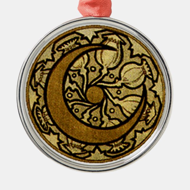 Ornamento De Metal Zodicent Moon Mucha (Frente)