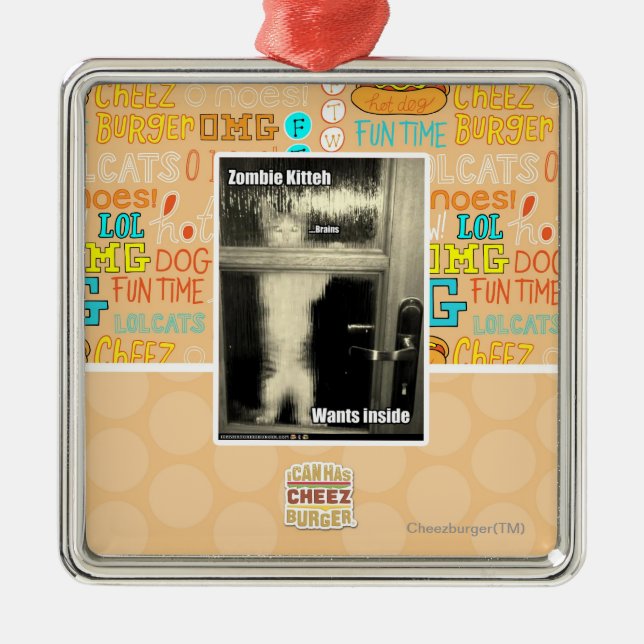 Ornamento De Metal Zombi Kitteh (Frente)