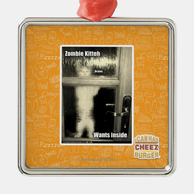 Ornamento De Metal Zombi Kitteh (Frente)