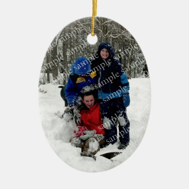 Ornamento de Modelo de Foto Oval da Árvore de Nata (Frente)