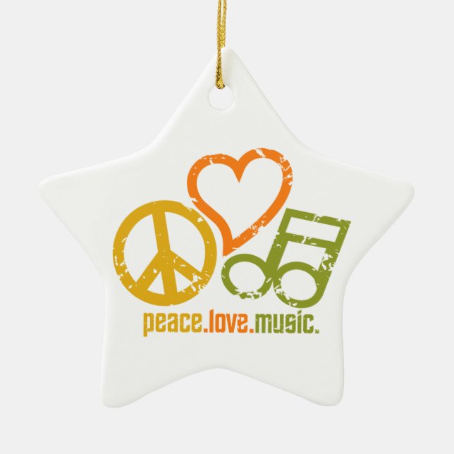 Ornamento de Música Peace Love, personalizável (Frente)