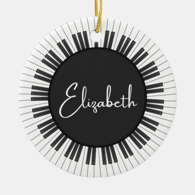 Ornamento de Música Piano Personalizável Personali (Frente)
