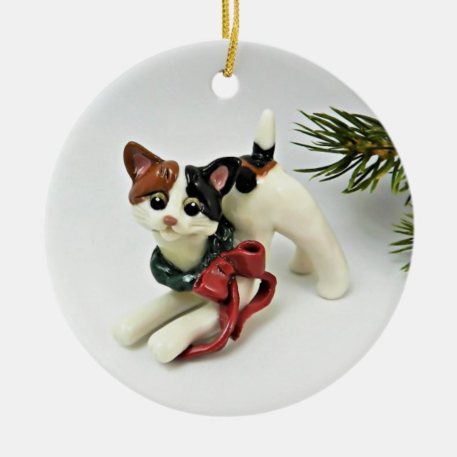 Ornamento de Natal Calico Bobtail Japonês (Frente)
