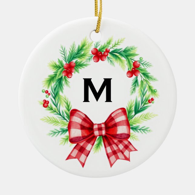 Ornamento de Natal com Monograma Personalizado par (Frente)
