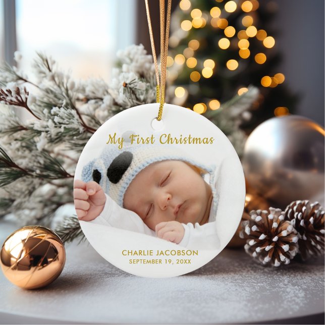 Ornamento de Natal do Baby Boy Personalizado (Criador carregado)