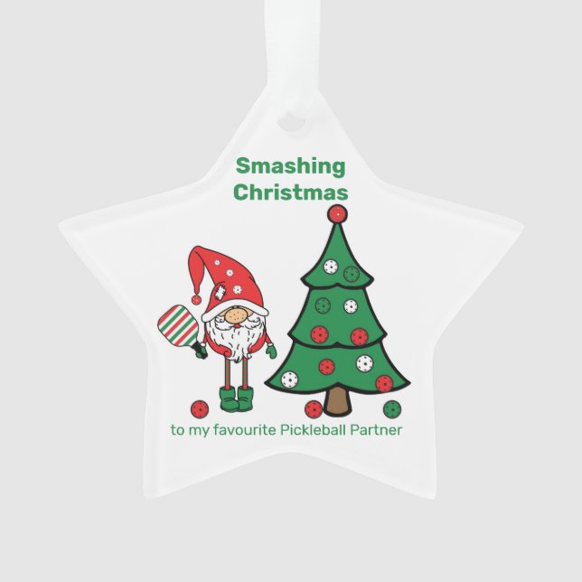 Ornamento de Natal Feliz Pickleball Feliz (Frente)