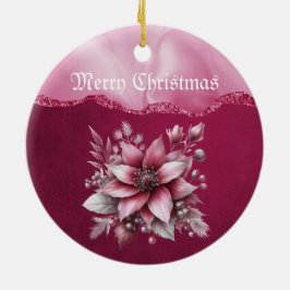 Ornamento de Natal Floral Rosa