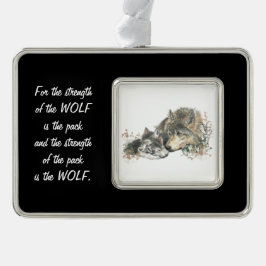 Ornamento De Natal Prateado Pacote Familiar Fortalece Cota Wolf & Cub Animal a