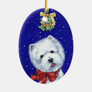 Ornamento de Noel Westie do osso por Borgo