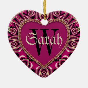 Ornamento de Nome de Porta Personalizada Rosa Gót