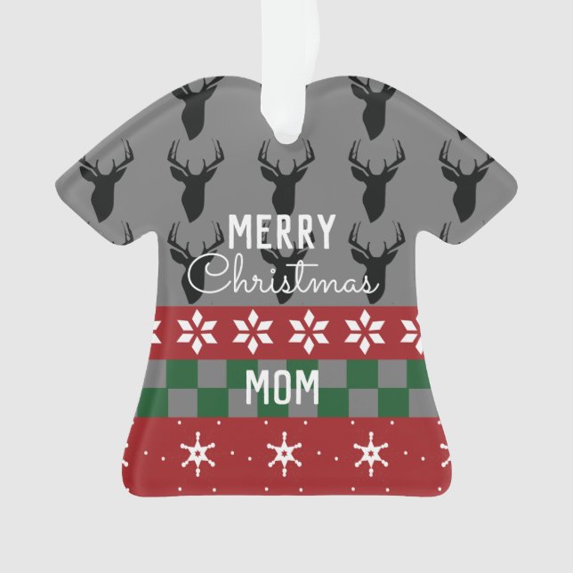 Ornamento de Nome de Suéter Feliz de Natal (Frente)