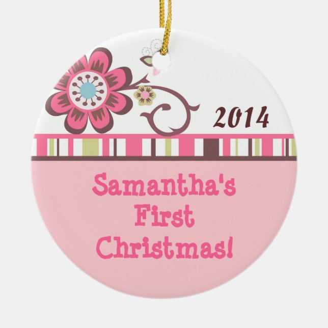 Ornamento de Nome Personalizado da Borboleta Flor  (Frente)