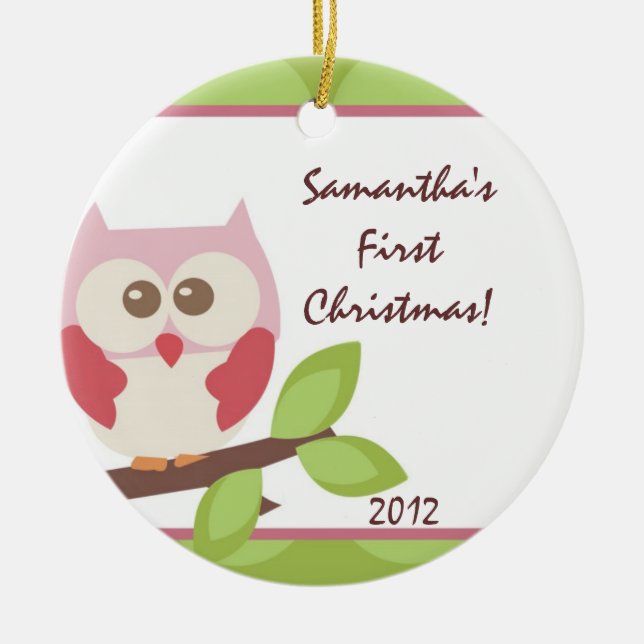 Ornamento de Nome Personalizado da Floresta Hoot O (Frente)