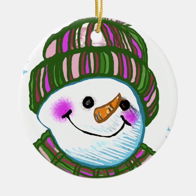Ornamento de nome personalizado da vovó Snowman (Frente)