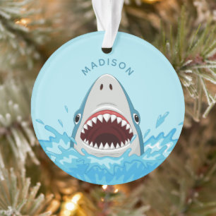Ornamento de nome personalizado de Shark engraçado