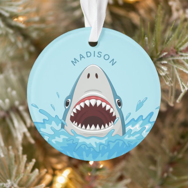 Ornamento de nome personalizado de Shark engraçado (Árvore)