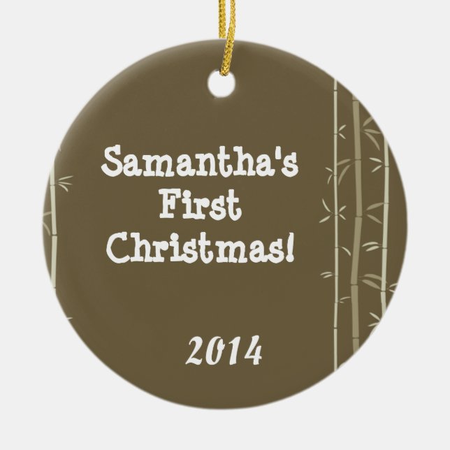 Ornamento de Nome Personalizado do Brown Oriental  (Frente)