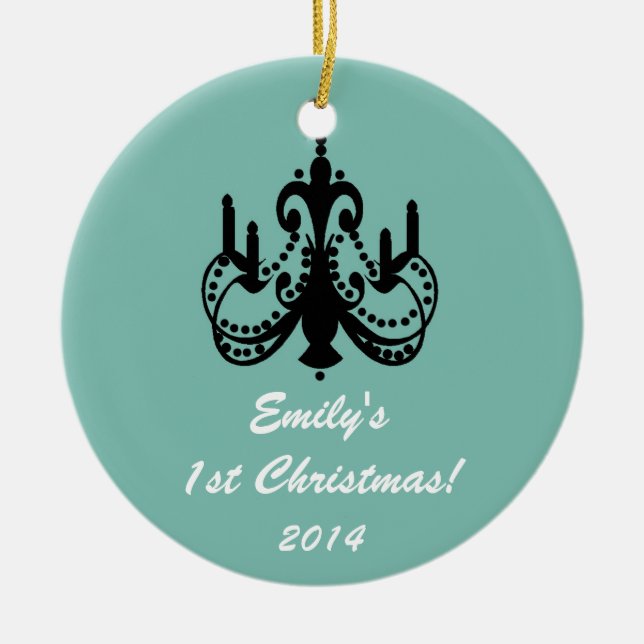 Ornamento de Nome Personalizado do Chic Chandelier (Frente)