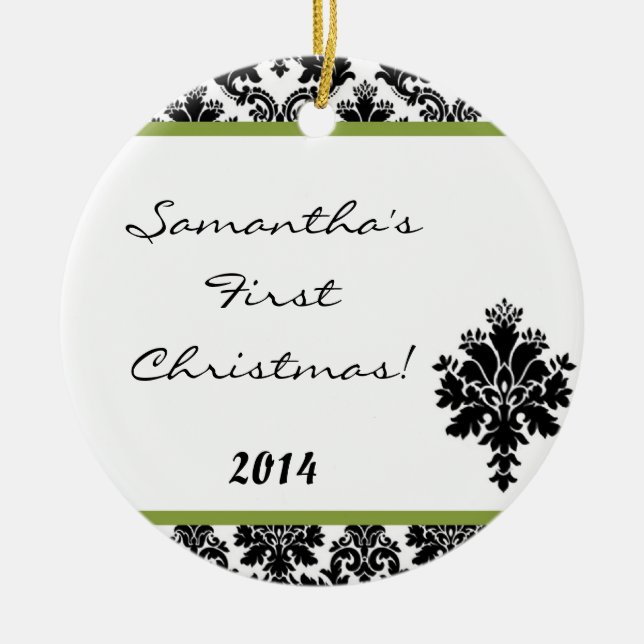 Ornamento de Nome Personalizado do Local do Damasc (Frente)