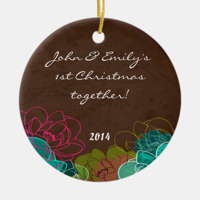 Ornamento de Nome Personalizado por Rosa Floral Ne (Frente)