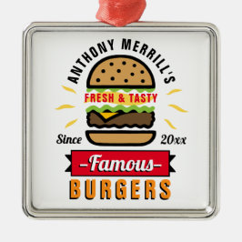Ornamento de Nomes Personalizados de Burgers Funny