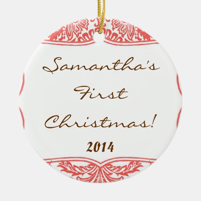 Ornamento de Nomes Personalizados do Local do Dama (Frente)