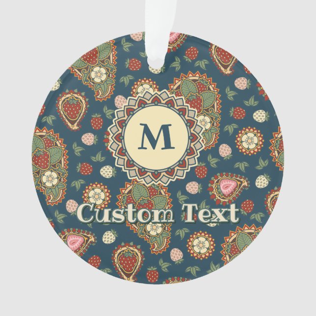 Ornamento de Padrão de Strawberry Paisley (Frente)