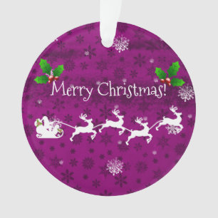 Ornamento de Papais noeis Magenta Sleigh e Reindee