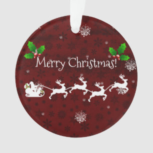 Ornamento de Papais noeis vermelhos, levas e renas