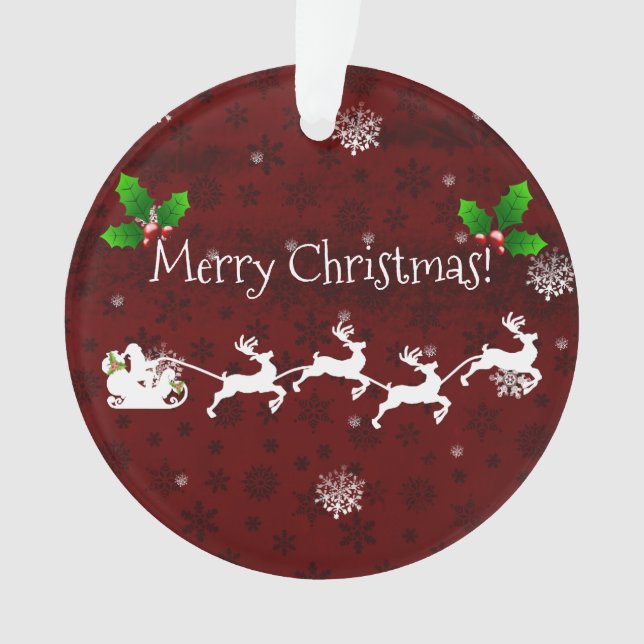 Ornamento de Papais noeis vermelhos, levas e renas (Frente)
