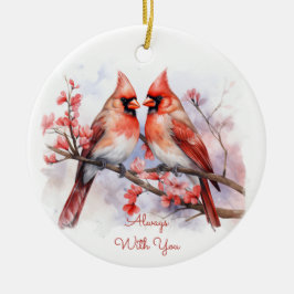 Ornamento de Par Cardinal de Aquarela