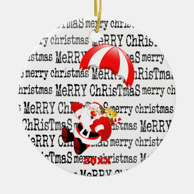 Ornamento de Paraquedas Adorável Jolly Santa Claus (Frente)