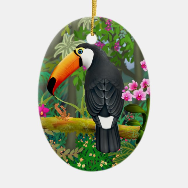 Ornamento de Pássaros Tropicais Toco Toucan (Frente)
