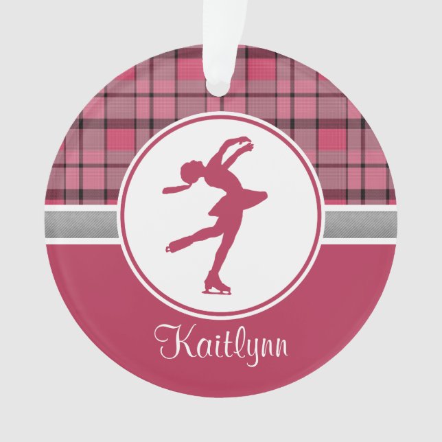 Ornamento de patinagem vermelho da xadrez do (Frente)