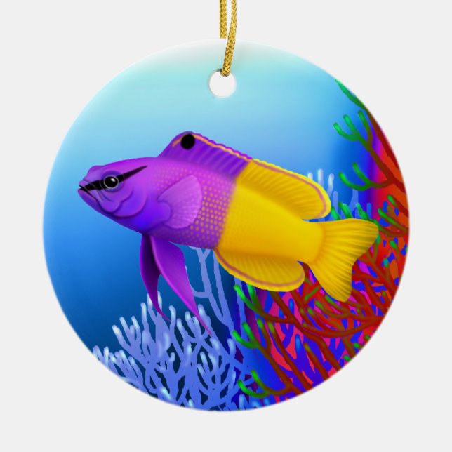 Ornamento de Peixes de Recife Real Gramma Basslet (Frente)