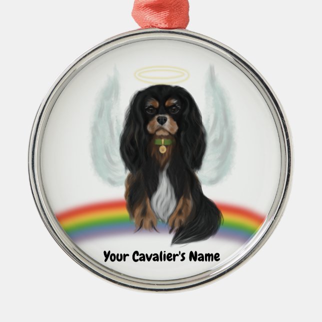 Ornamento de Perda de Pet Preto e Cavalier (Frente)